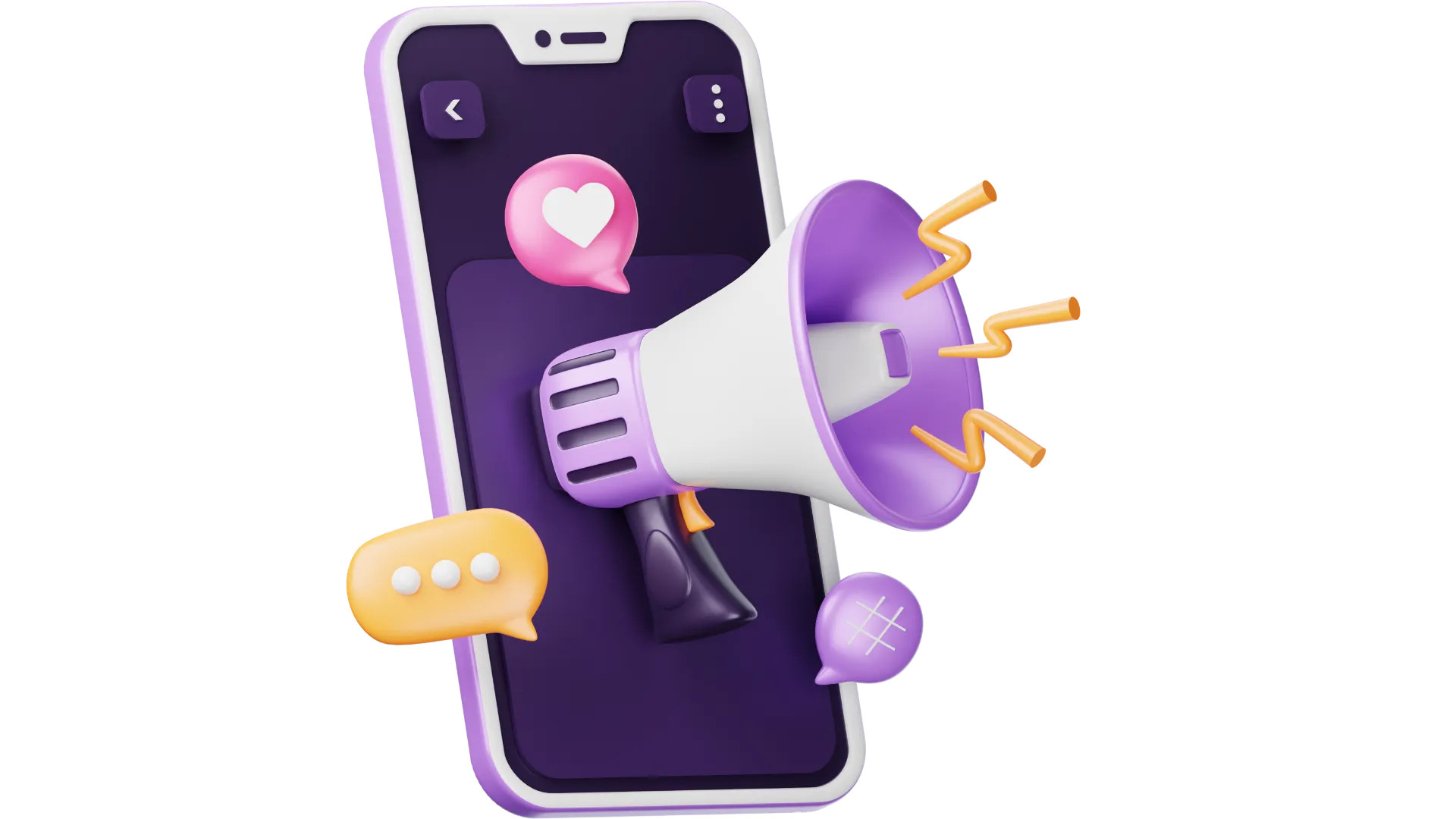 microphone and mobile icons depict marketing